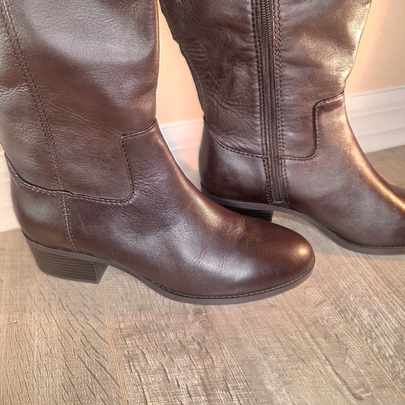 Alfani Brown Leather Knee-High Boots New - Picture 10 of 15